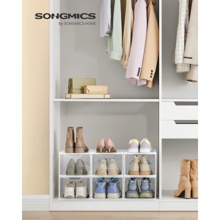 SONGMICS Cipődobozok, 6 darabos csomag, műanyag cipőtároló LSP406W02