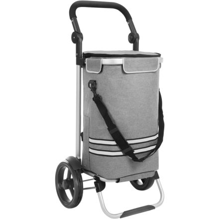 SONGMICS Összecsukható bevásárlókocsi nagy táskával 35l stabil, hűtőzsebbel Szürke KST02GY