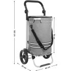 SONGMICS Összecsukható bevásárlókocsi nagy táskával 35l stabil, hűtőzsebbel Szürke KST02GY