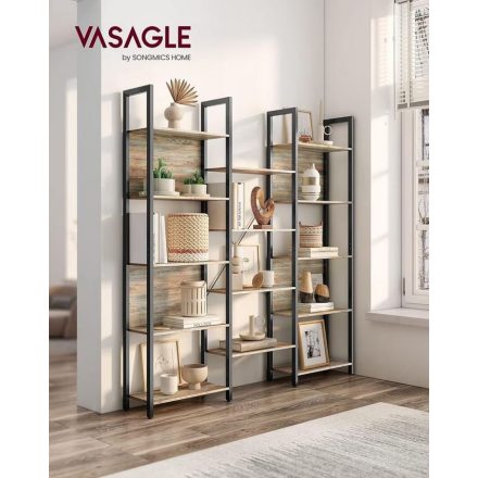 VASAGLE Könyvespolc, tárolópolc, 14 tároló polccal, kékes erezetű tölgy LLS107B60